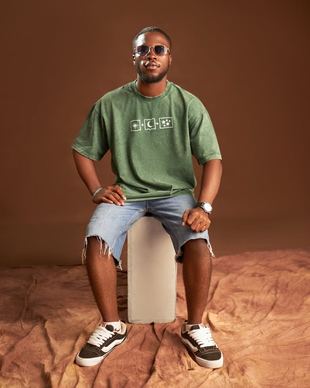 KAIROVA celestial tee — studio portrait